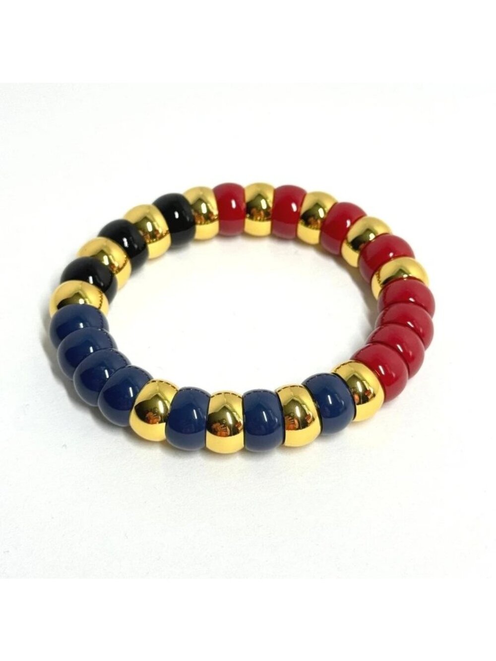 Tuckernuck Jewelry Claret Beaded Bradley Bracelet in Nautical Navy Red Gold Bead
